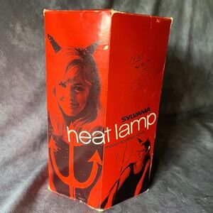 Vtg 70s Sylvania Heat Lamp 250W Infrared Red Glass Bulb with Original Devil Box
